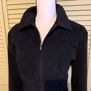 Faux Suede full zip blazer jacket